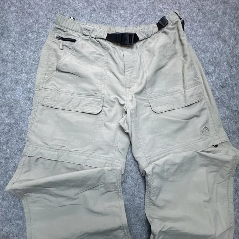 The North Face Pants Mens Large Beige Convertible Cargo Nylon Belted Hiking